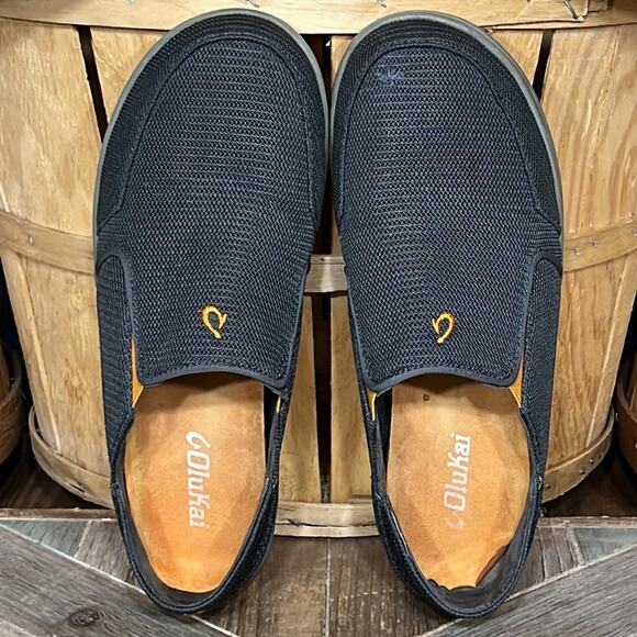 OluKai Nohea Mesh Gray Synthetic Slip-On Comfort Loafers Shoes Mens Size 8 - Picture 8 of 11